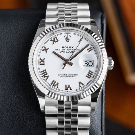 rolex datejust 36 argento|Rolex Datejust 36mm white dial.